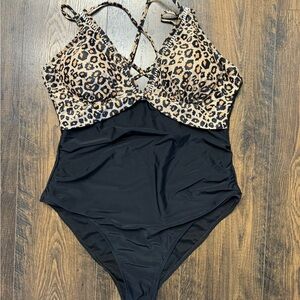 NWOT Leopard Print One-Piece Swimsuit